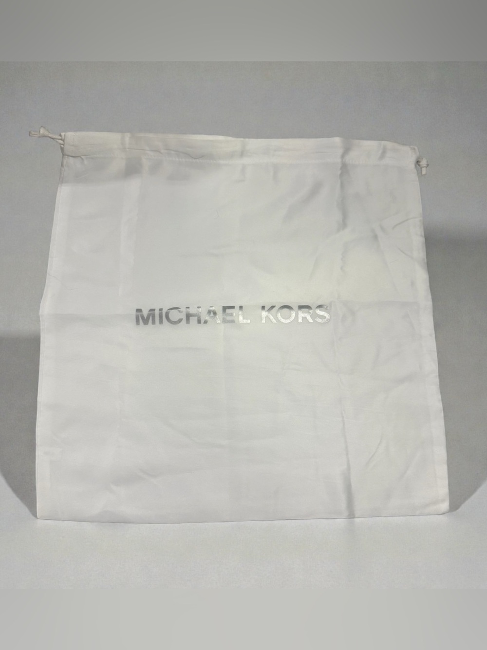 Michael Kors White Drawstring Dust Bag with Silver Logo